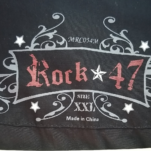 Rock 47 By Wrangler Black Graphic Western Snap Button 100% Cotton XXL - Picture 3 of 11